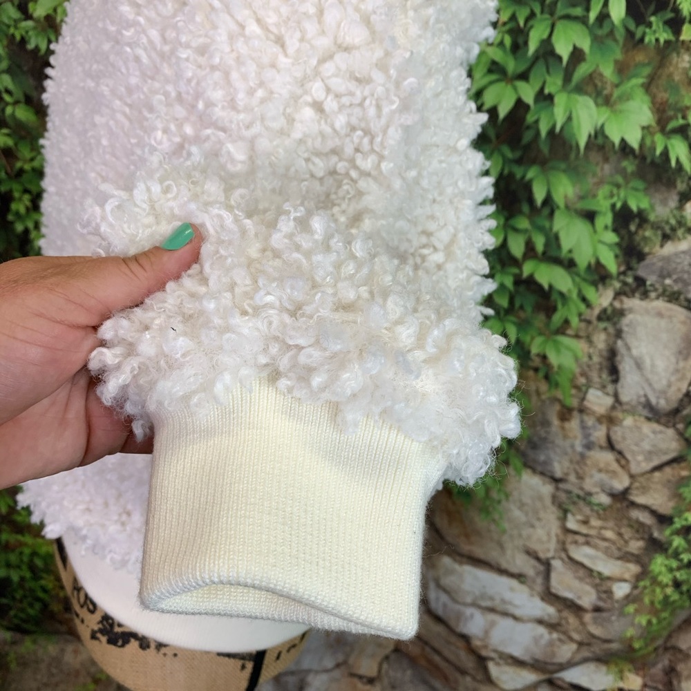 MAJE Plush Off White Blanche Sherpa Style Luxury Bomber Jacket, M - Picture 12 of 16